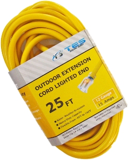12 Gauge 25 Ft. SJTW Yellow Cord