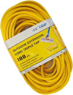 12 Gauge 100 Ft. Triple Tap SJTW Yellow Cord