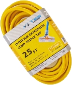 12 Gauge 25 Ft. Triple Tap SJTW Yellow Cord